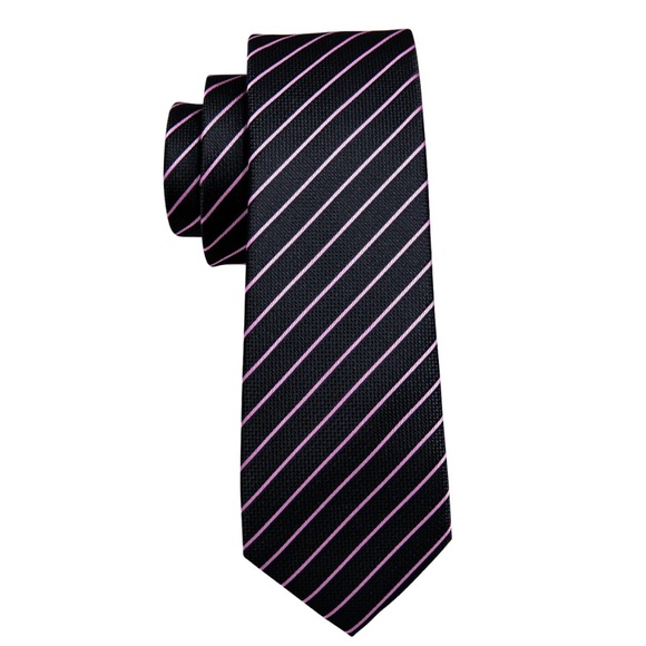 Black and pink stripe tie set - Picture 4 of 6